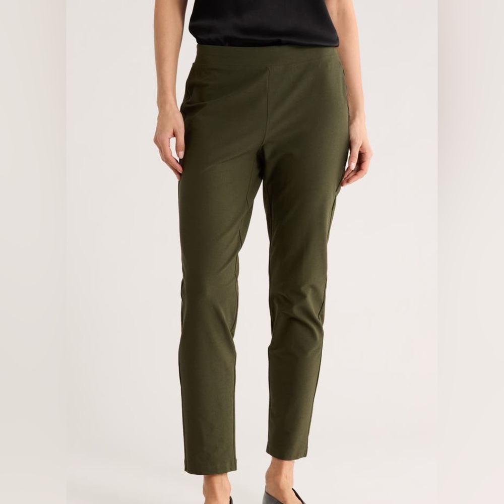 Eileen Fisher Olive Green Slim Ankle Pants